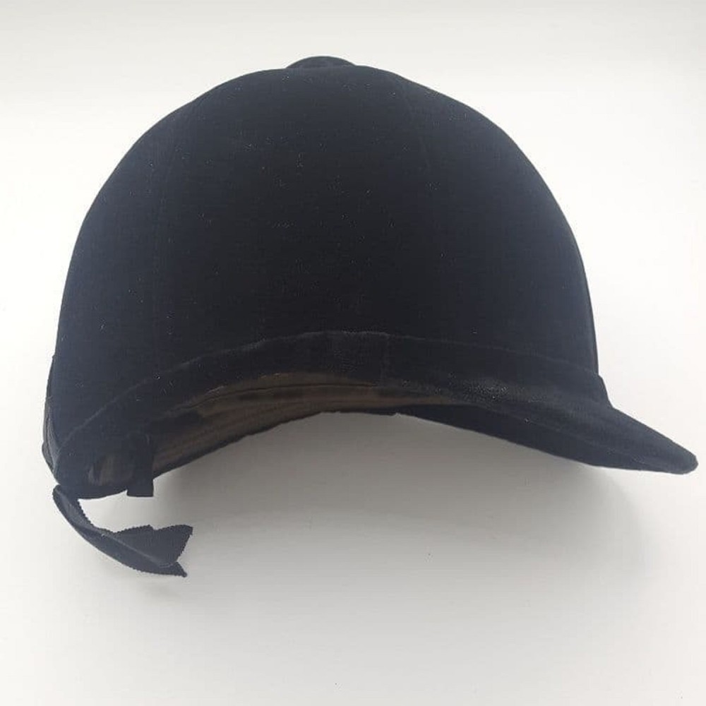 Black 55cm Patey Cap Velvet covered Hand Made - Black Hunt Cap Show Cap