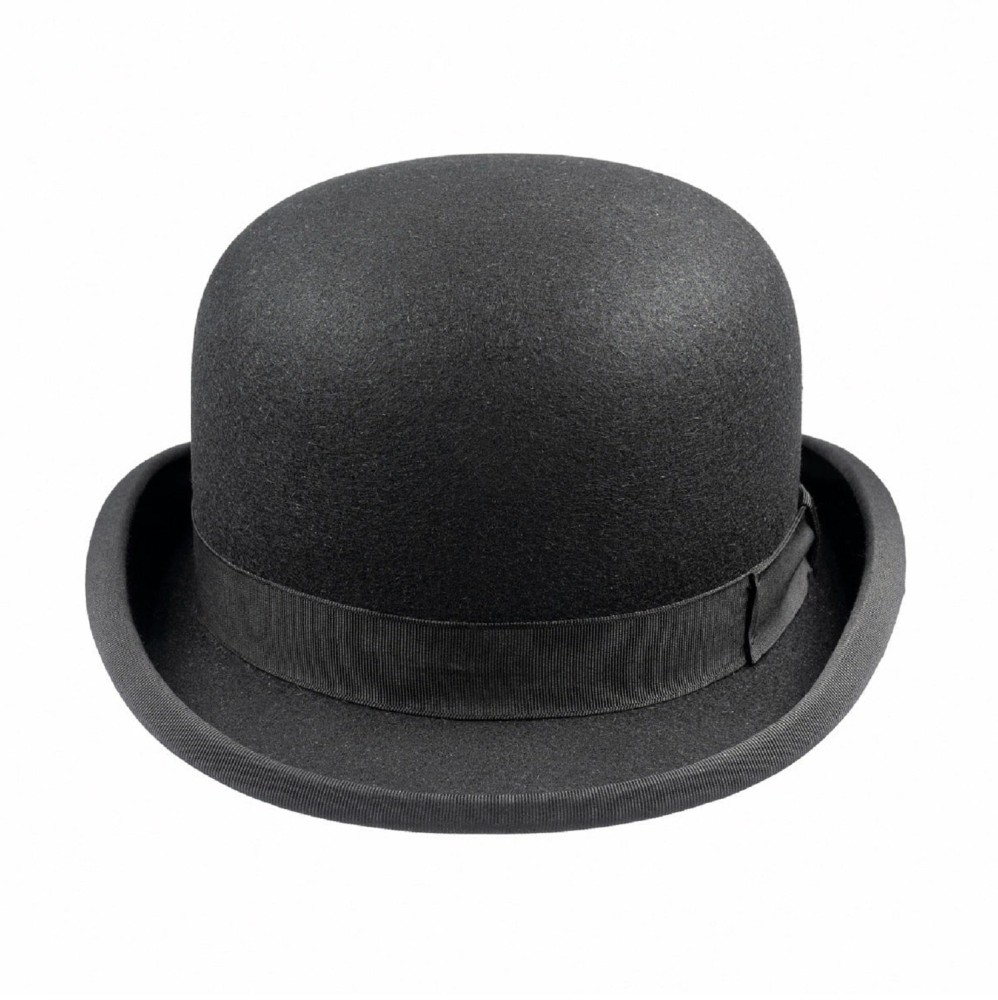 Black Fur Felt Bowler Hat - Christys with Leather Sweatband