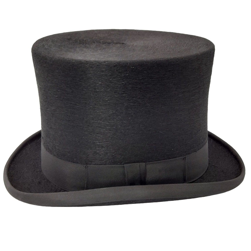 Black Fur Felt Melusine TALLER Top Hat - Ascot Top Hats