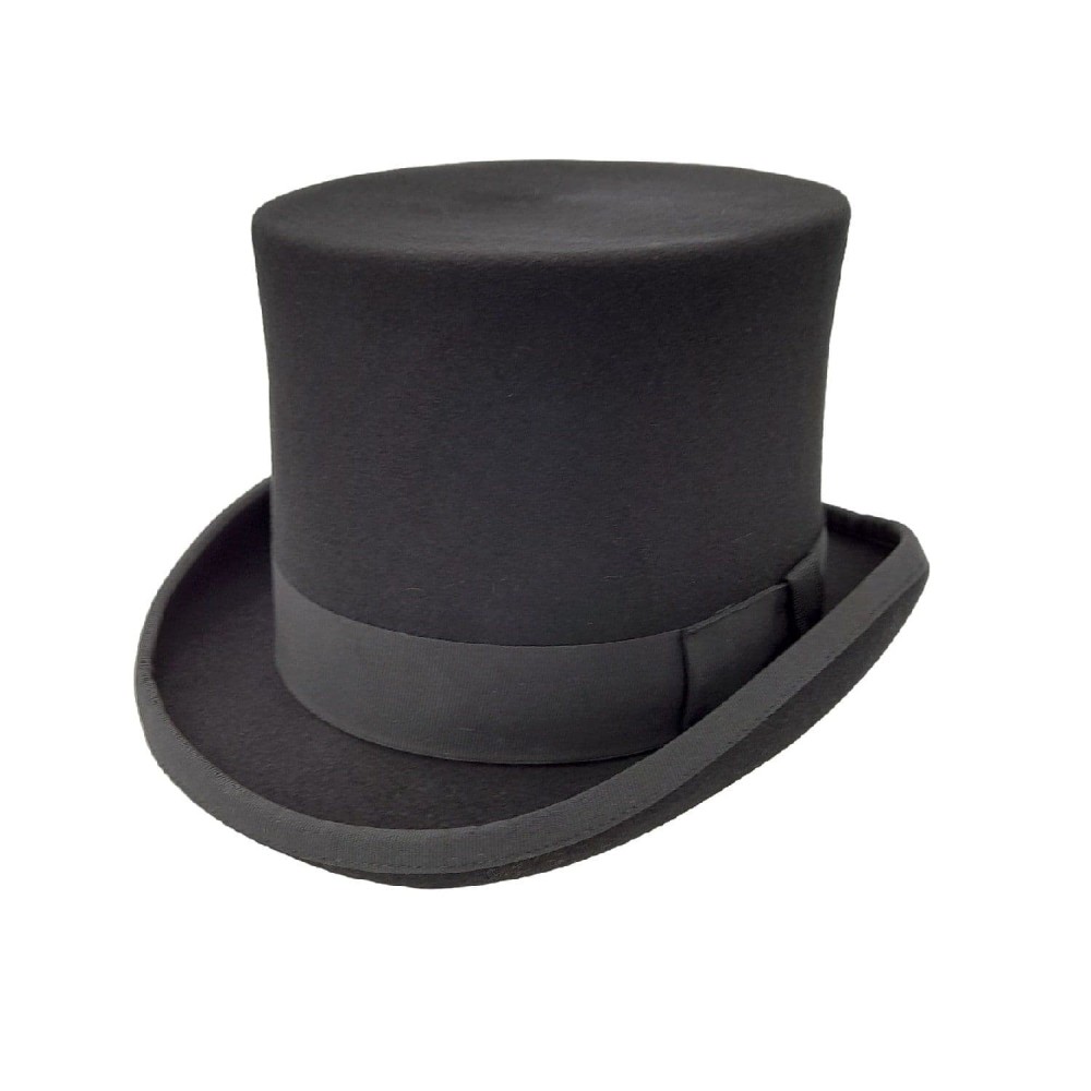 Black Wool Felt Top Hat - Denton Fashion TALLER Topper