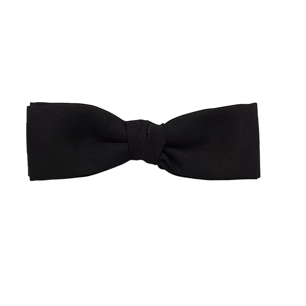 Bow Tie Black Silk (Barathea) - Bat Wing - Pre Tied