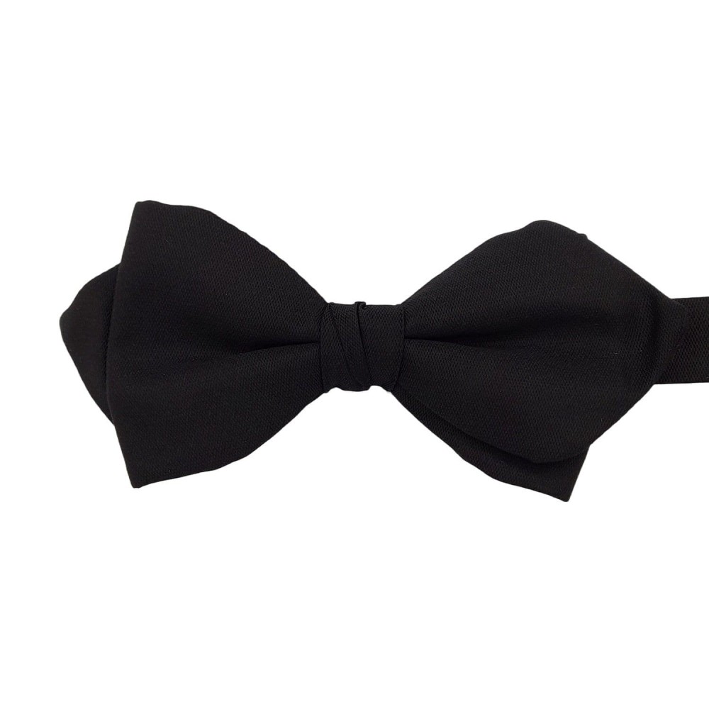 Bow Tie Black Silk (Barathea) - Pointed Wing - Pre Tied