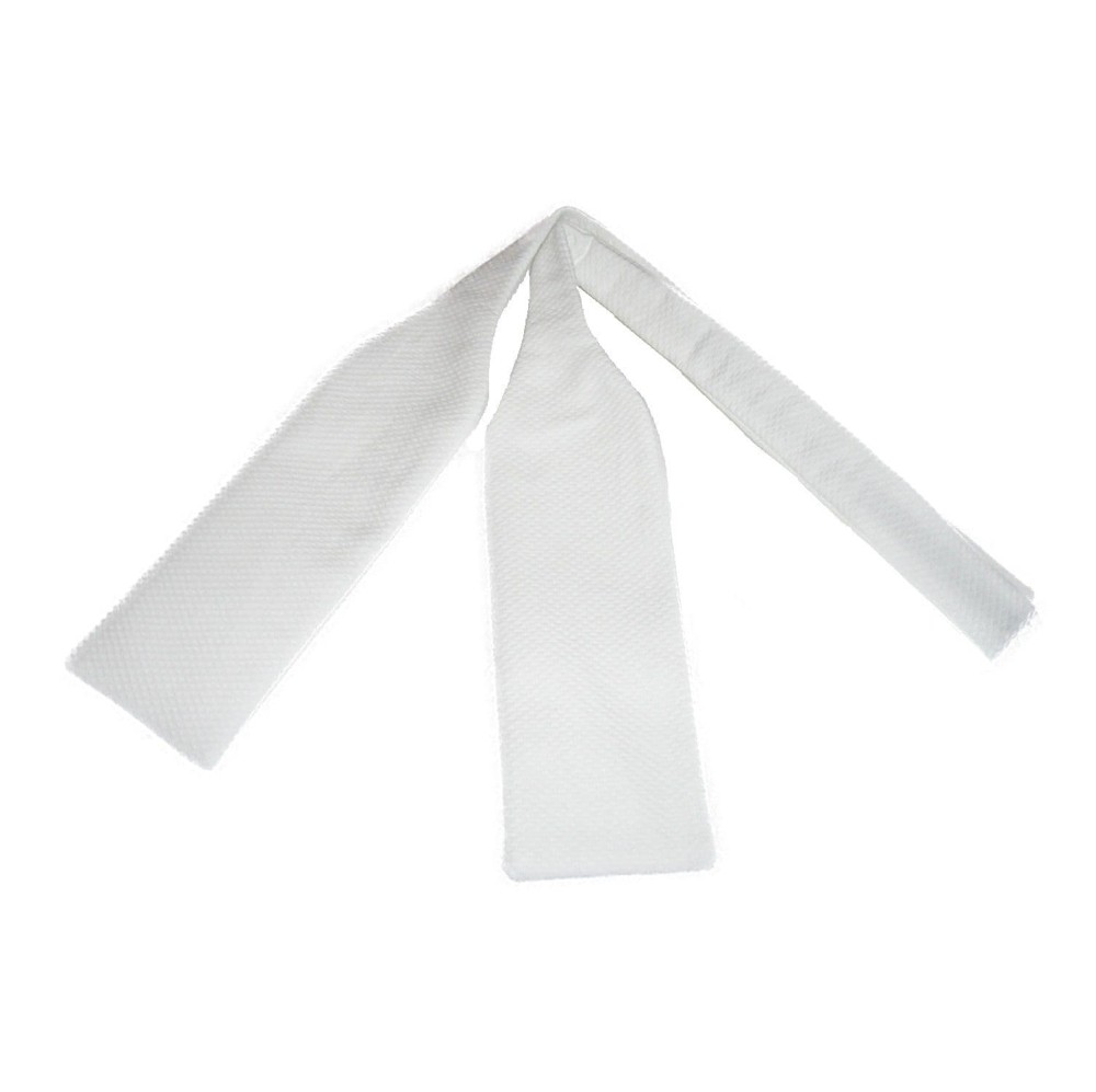 Bow Tie White Cotton Marcella - Bat Wing - Self Tie