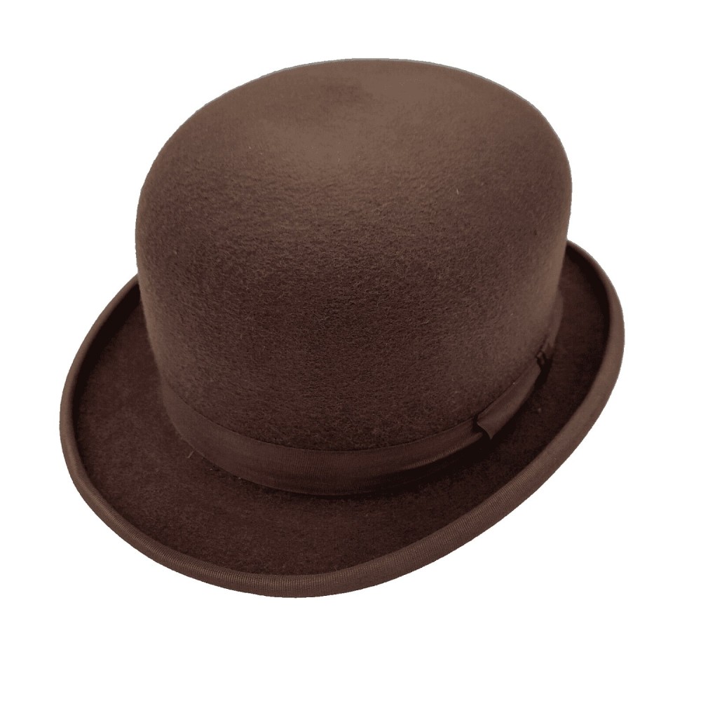 Brown Wool Felt Bowler Hat - Christys with Hunting Pad