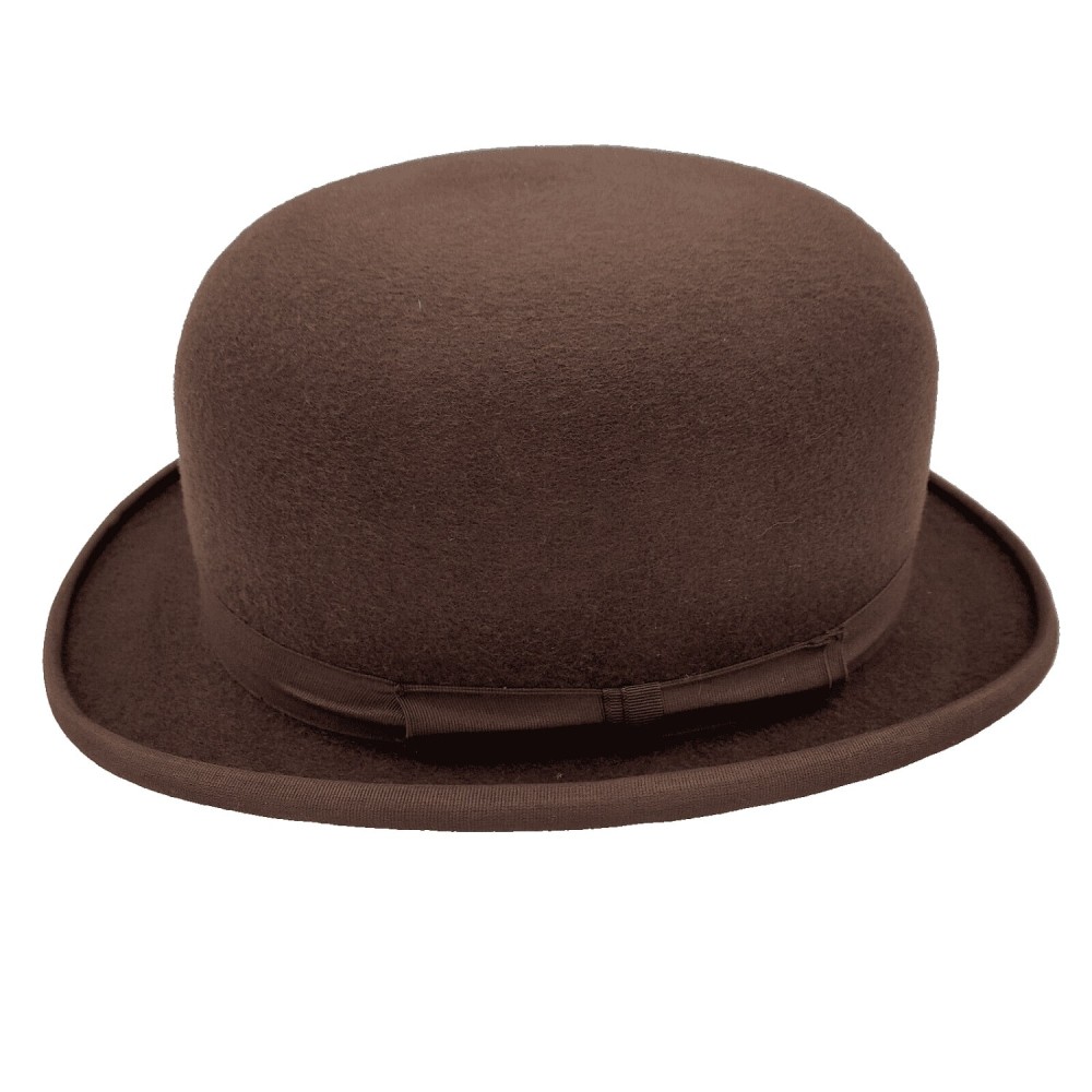 Brown Wool Felt Bowler Hat - Christys with Hunting Pad