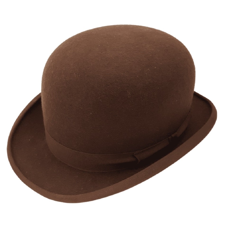 Brown Wool Felt Bowler Hat - Christys with Leather Sweatband