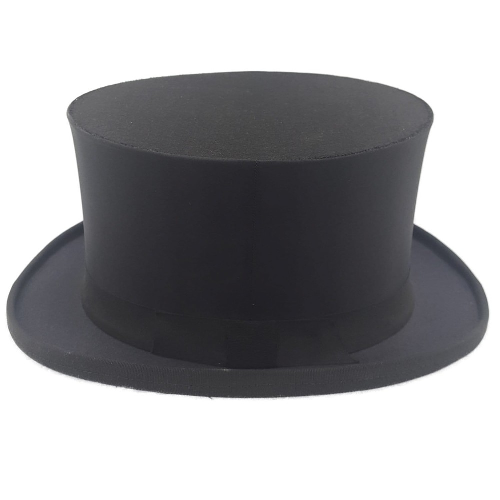 Collapsible Black Top Hat - Black Satin Modern New - 5'' High