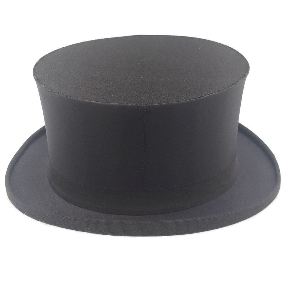 Collapsible Black Top Hat - Black Satin Modern New - 5'' High