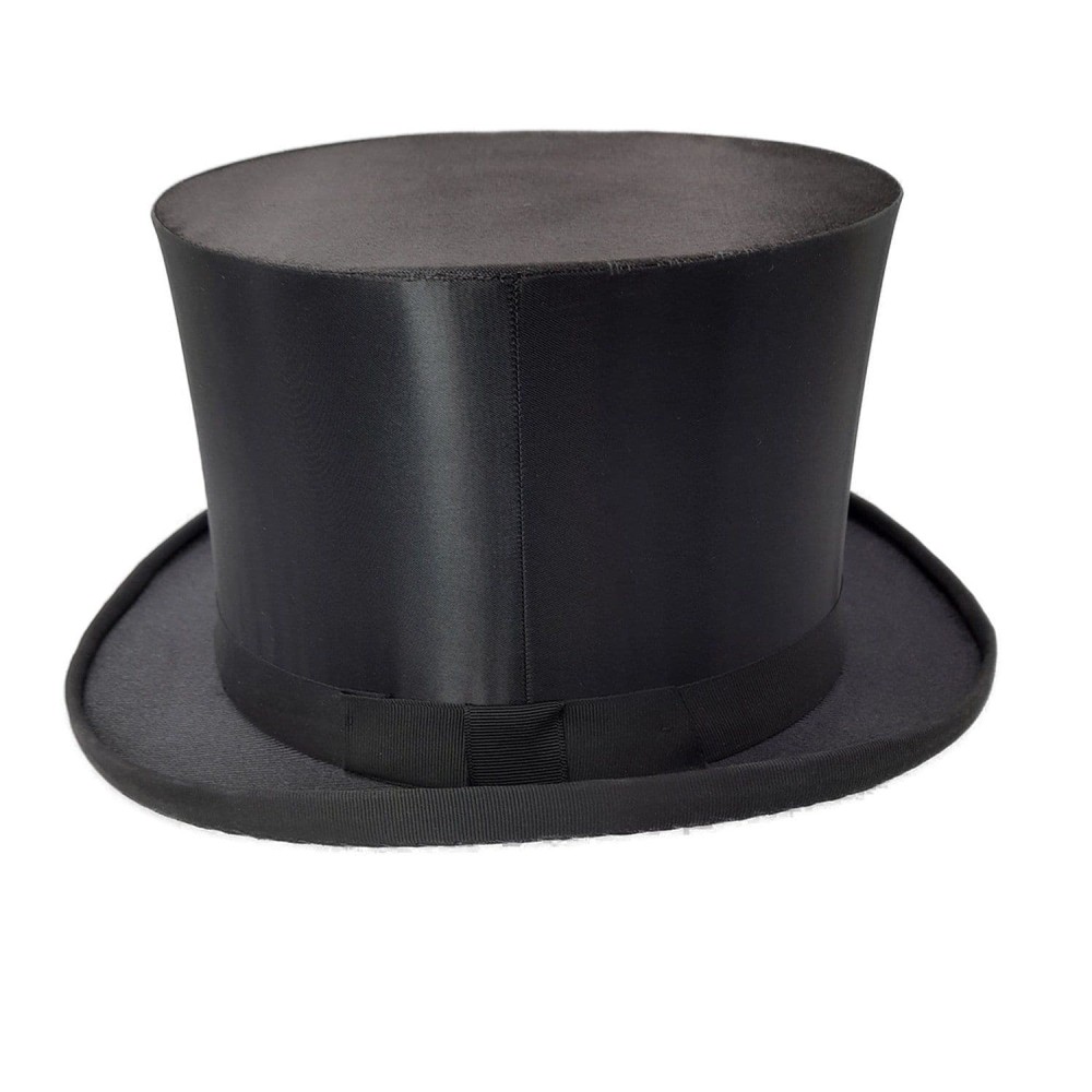 Collapsible Black Top Hat - Black Satin Modern New - 6'' High - 59cm