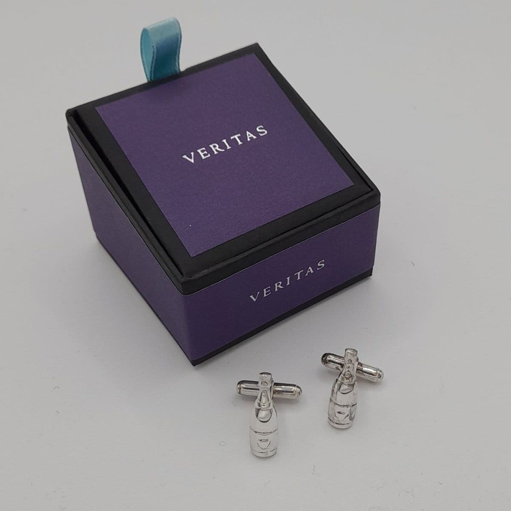 Cufflinks Champagne Bottle - Sterling Silver 925 - Veritas Gifts