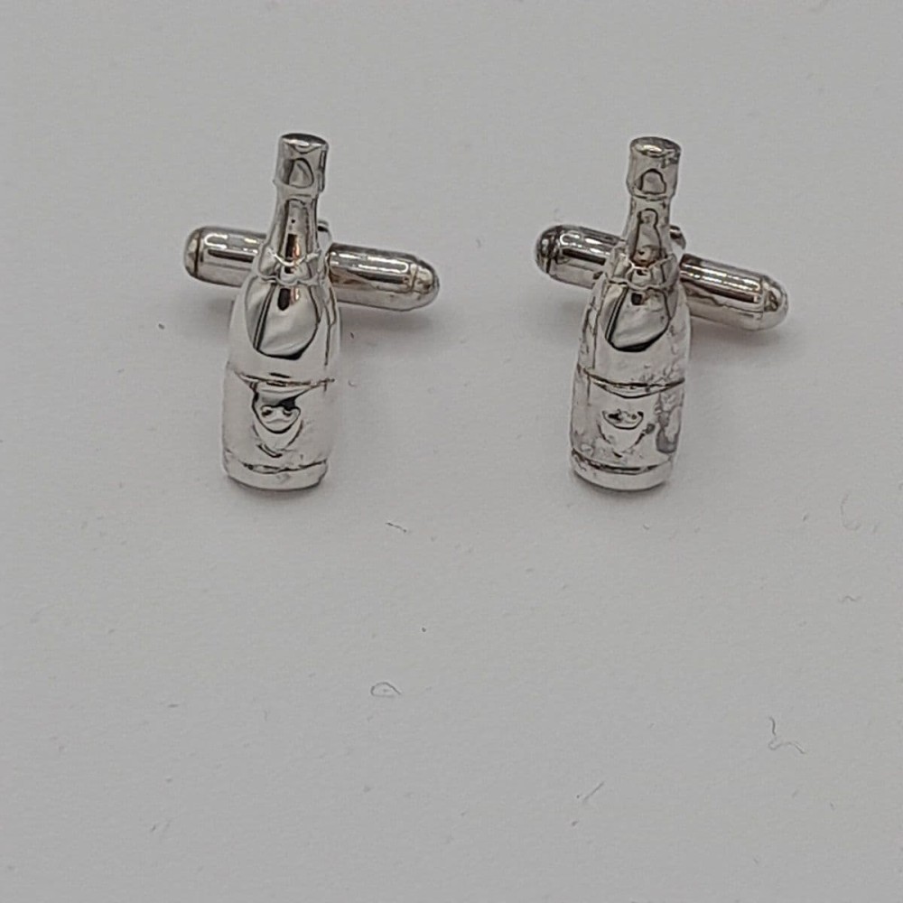 Cufflinks Champagne Bottle - Sterling Silver 925 - Veritas Gifts