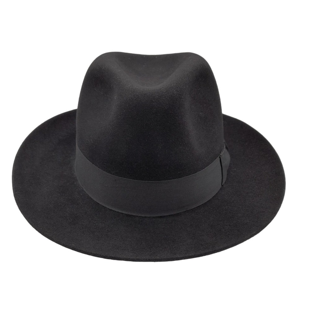 Fine Fur Felt Fedora - Black Wide Brim - Gloucester