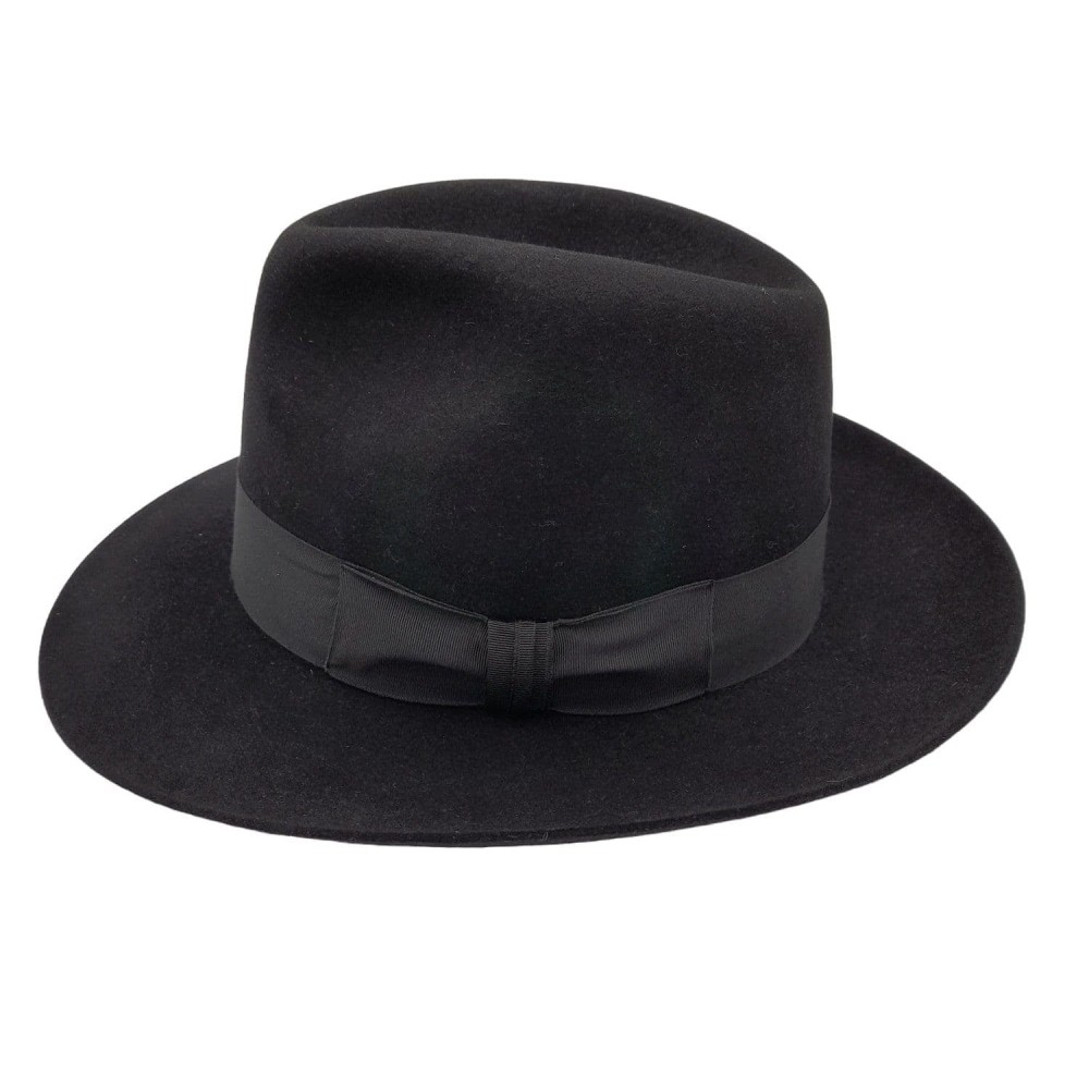 Fine Fur Felt Fedora - Black Wide Brim - Gloucester