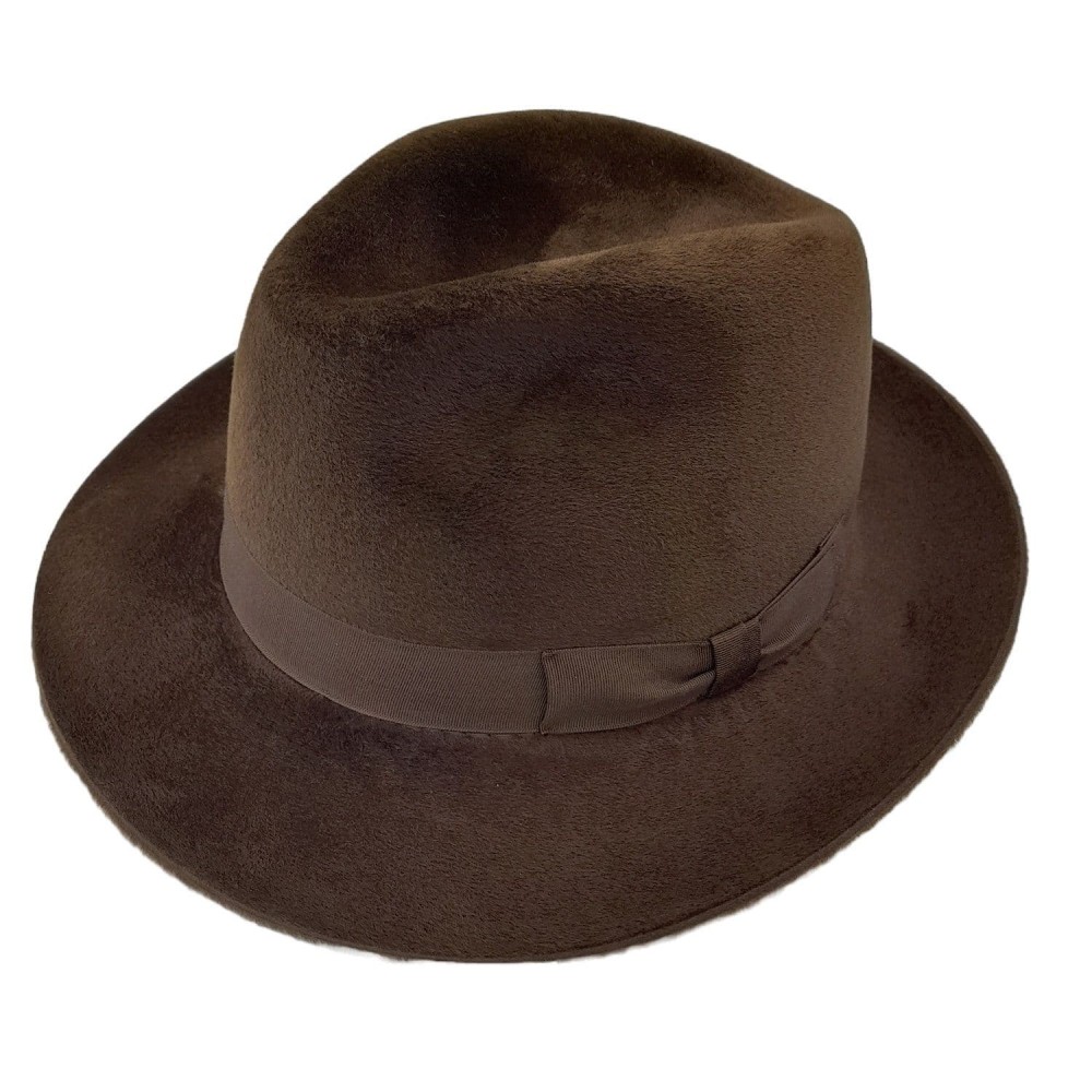 Fine Fur Felt Fedora - Brown Velour - Ferrara