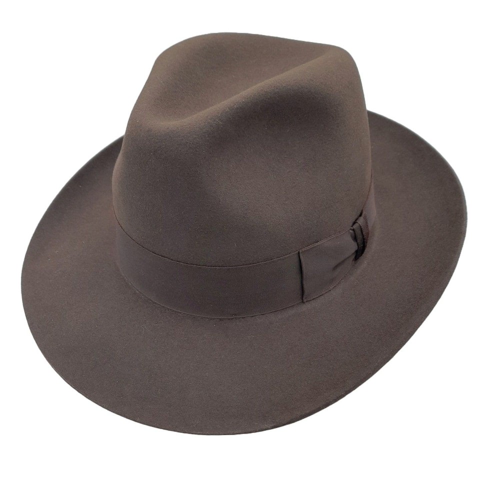 Fine Fur Felt Fedora - Brown Wide Brim - Gloucester