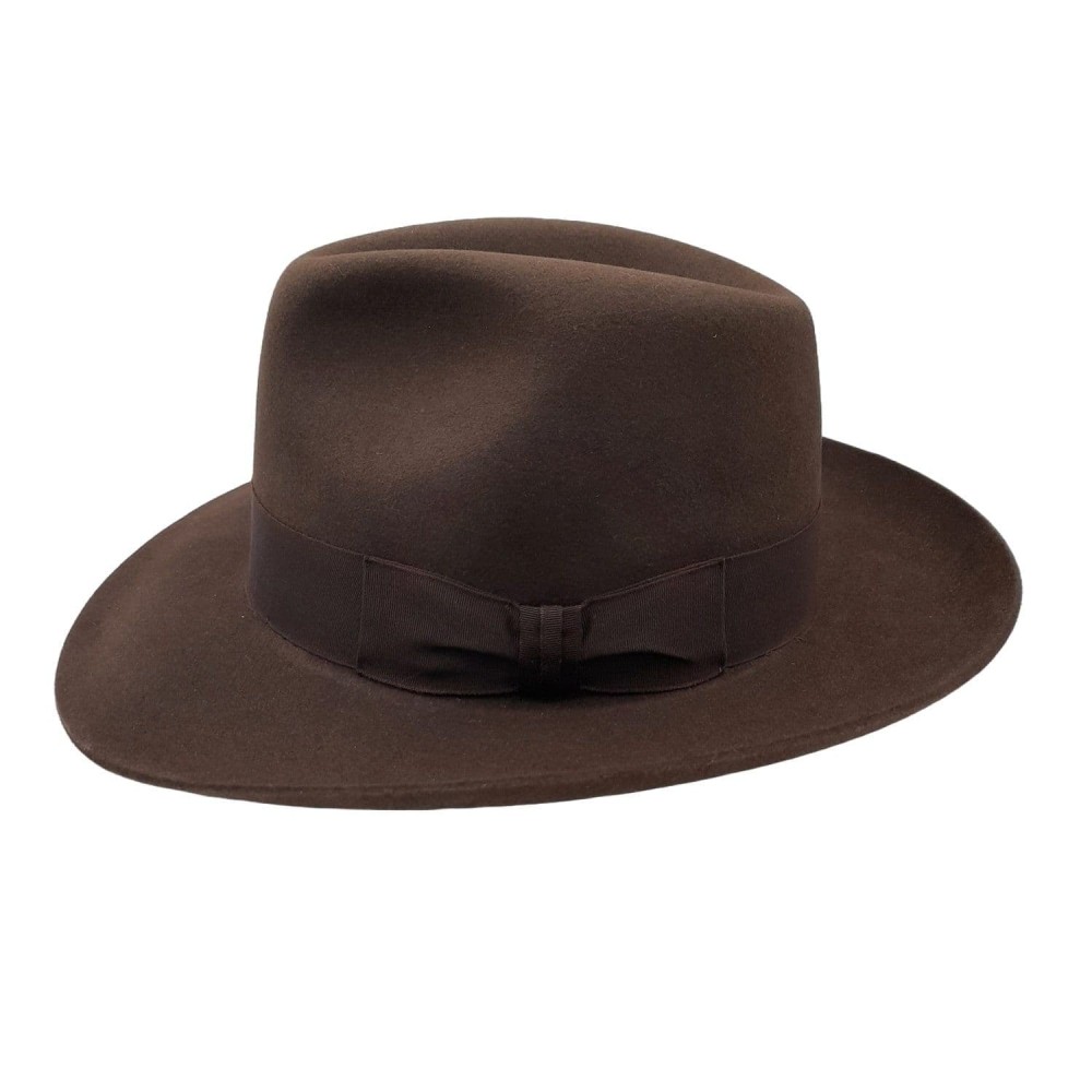 Fine Fur Felt Fedora - Brown Wide Brim - Gloucester