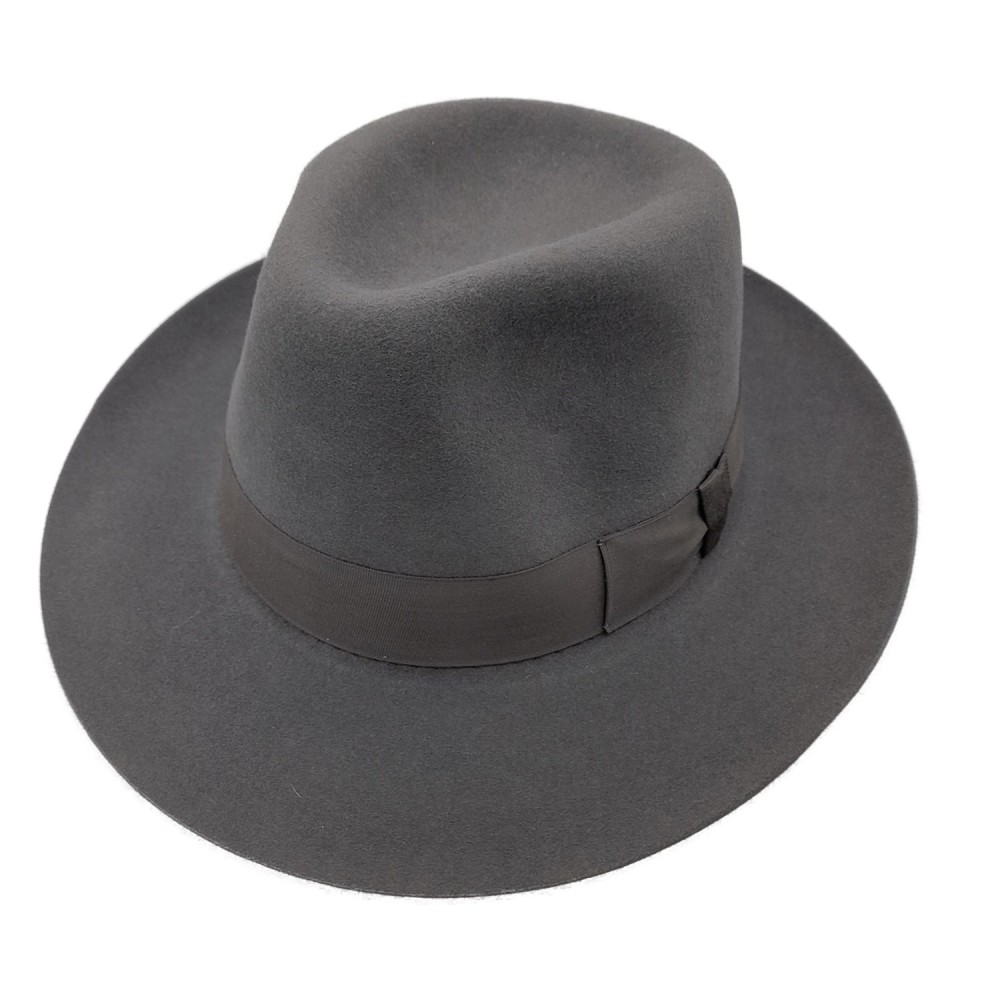 Fine Fur Felt Fedora - Grey Wide Brim - Graduate