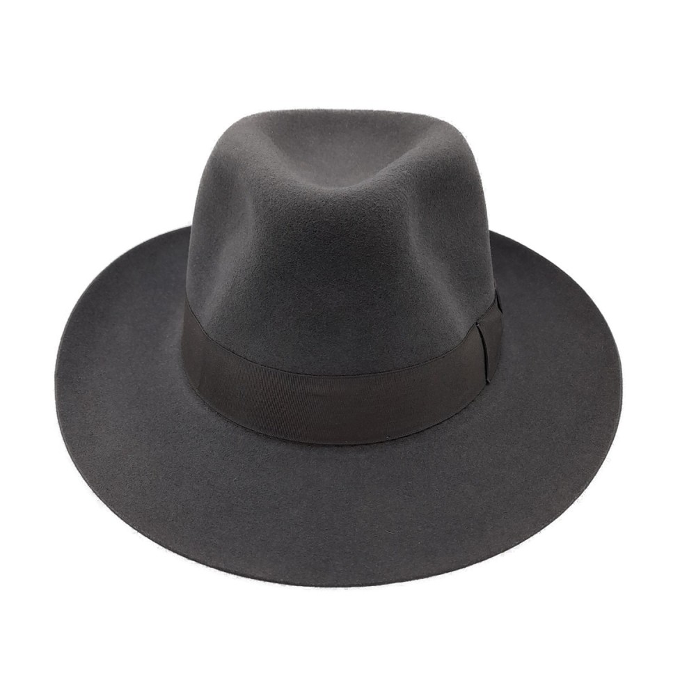 Fine Fur Felt Fedora - Grey Wide Brim - Graduate