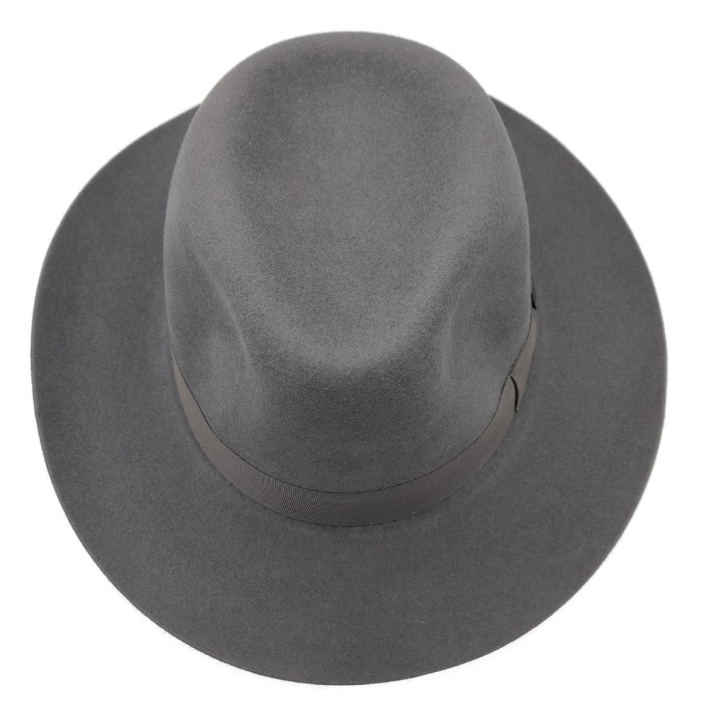 Fine Fur Felt Fedora - Grey Wide Brim - Graduate