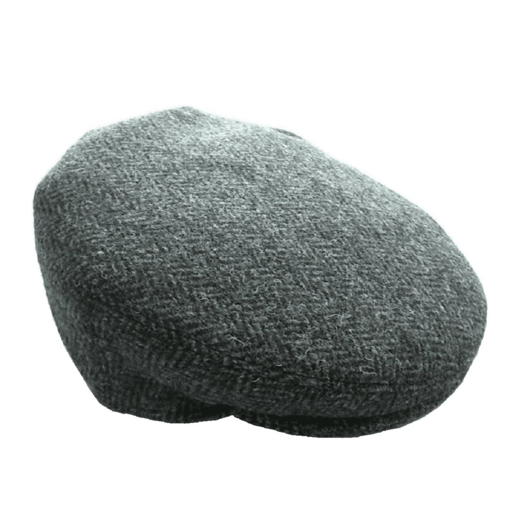 Harris Tweed Cap - Wool Flat Cap - Blue & Grey Herringbone