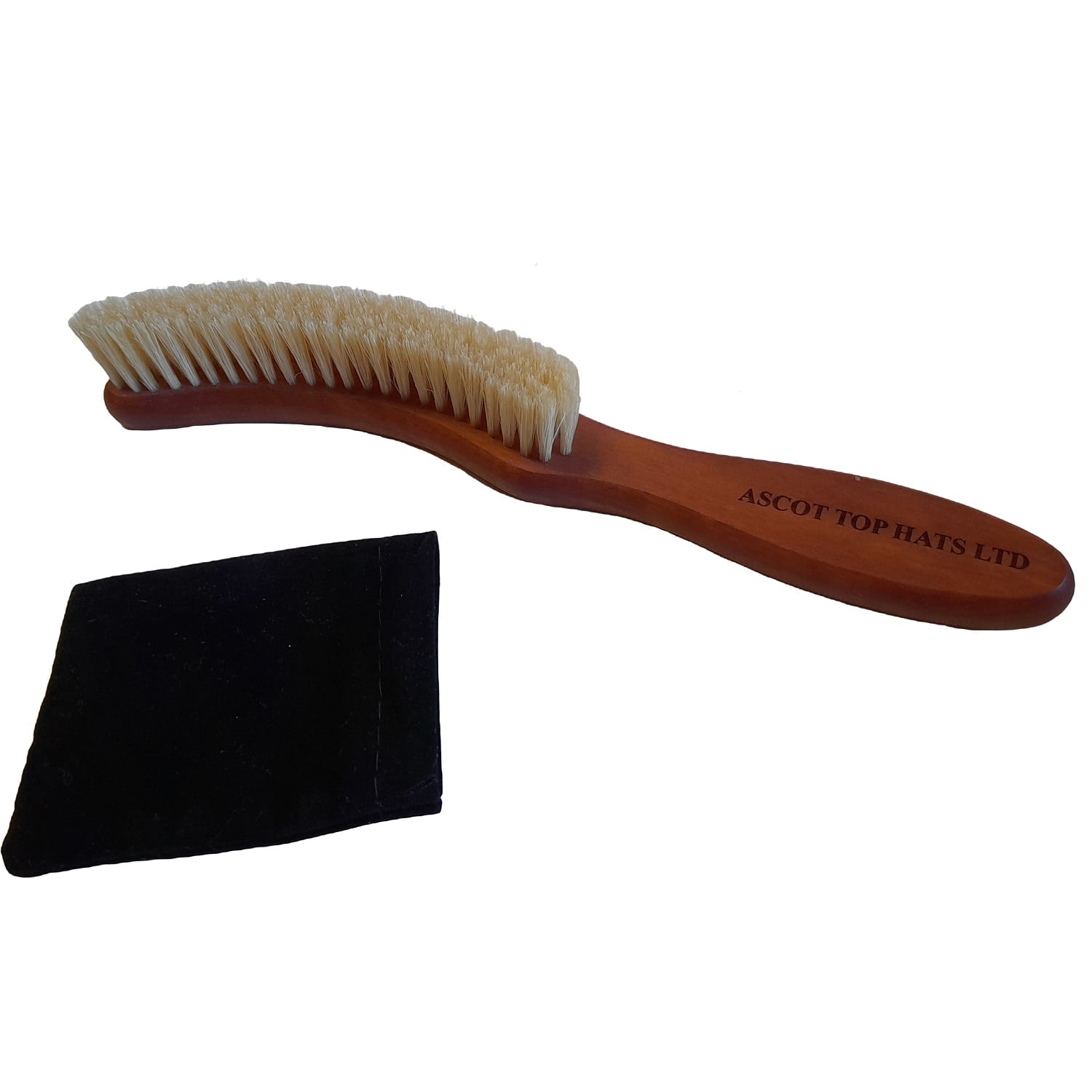 Hat Brush Pearwood - Curved Brim Brush and Velvet Fingermouse