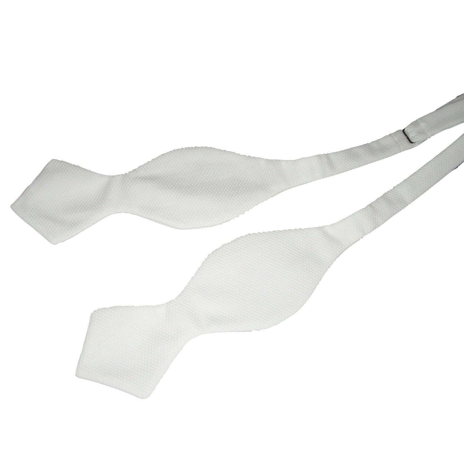 Bow Tie White Cotton Marcella - Pointed Wing - Self Tie