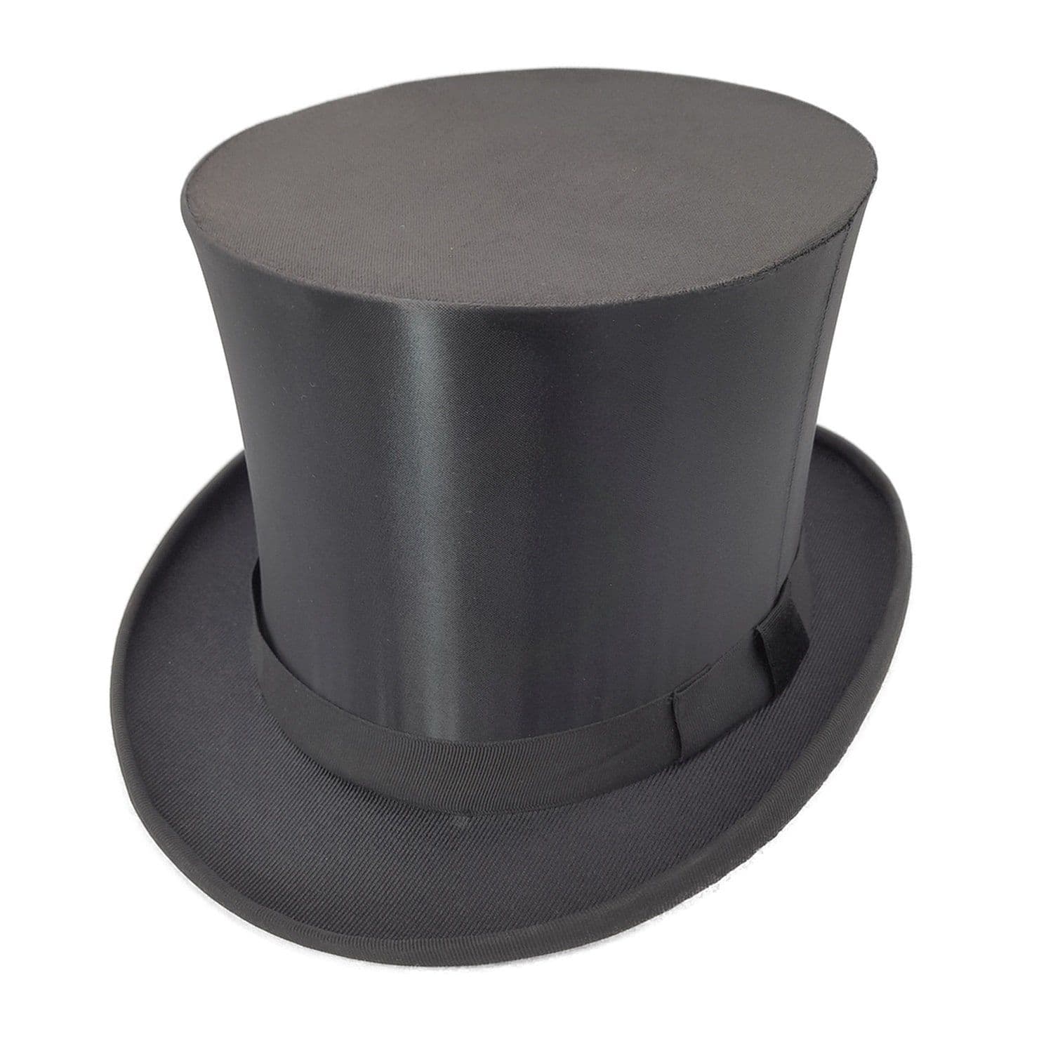 Collapsible Black Top Hat - Black Satin Modern New - 6'' High