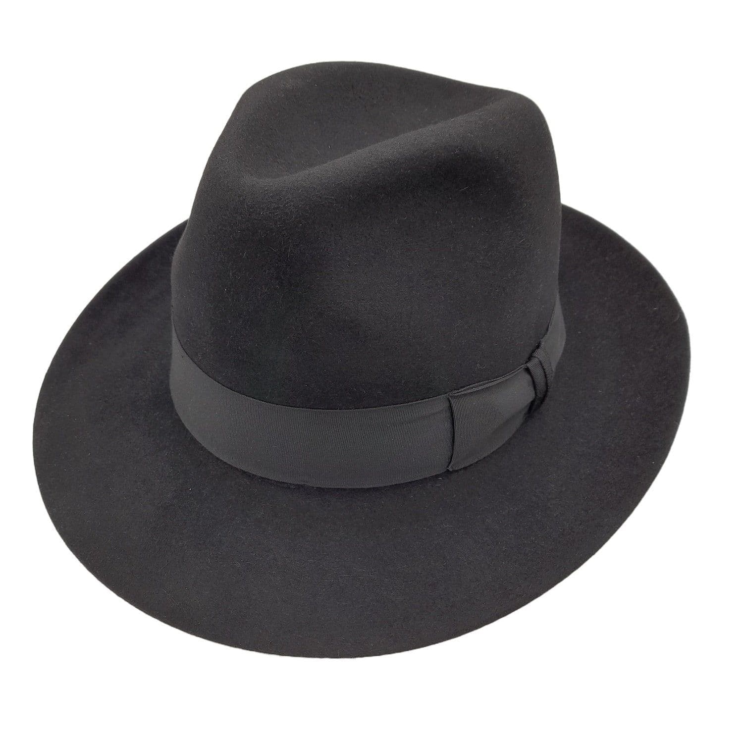 Fine Fur Felt Fedora - Black Wide Brim - Gloucester