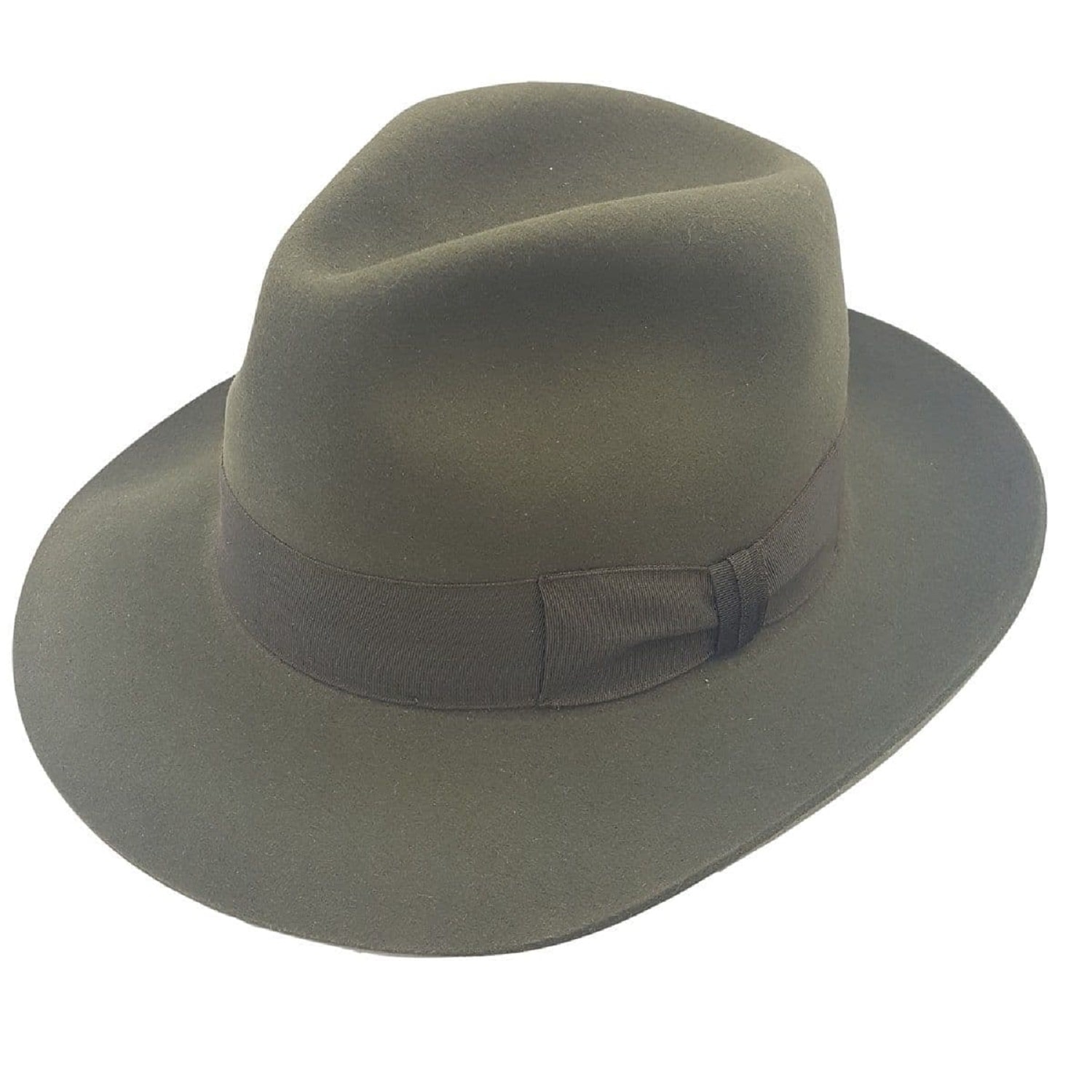 Fine Fur Felt Fedora - Green Wide Brim - Gloucester