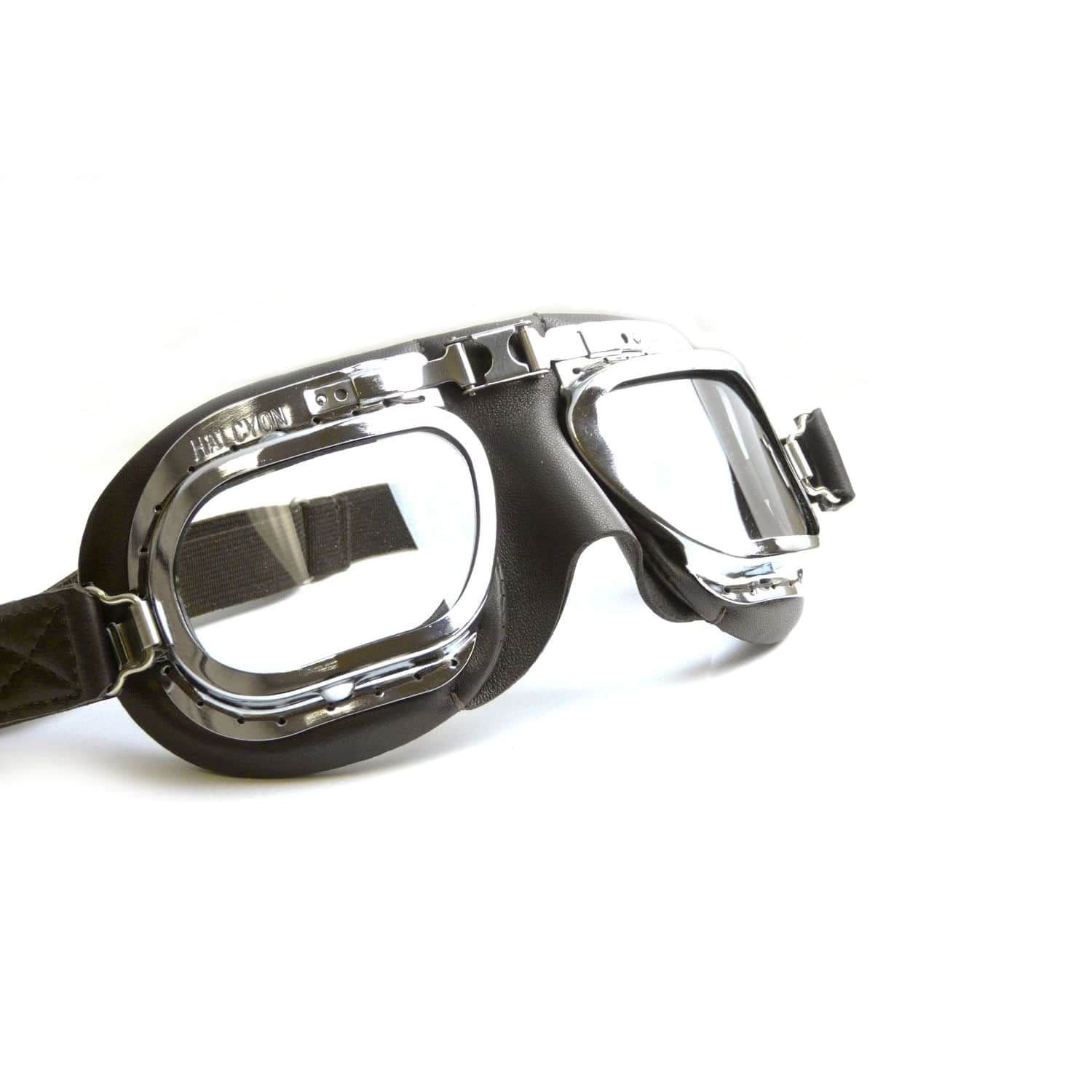 Leather Racing Goggles - Black