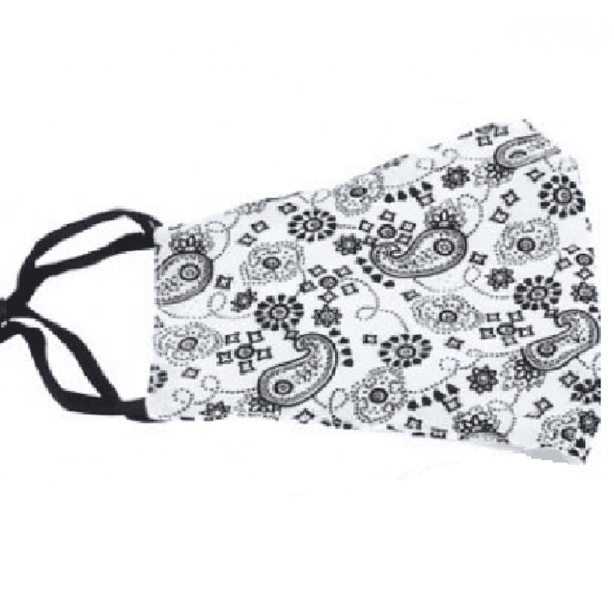 Reusable Paisley Cotton Face Mask - Face Covering - White