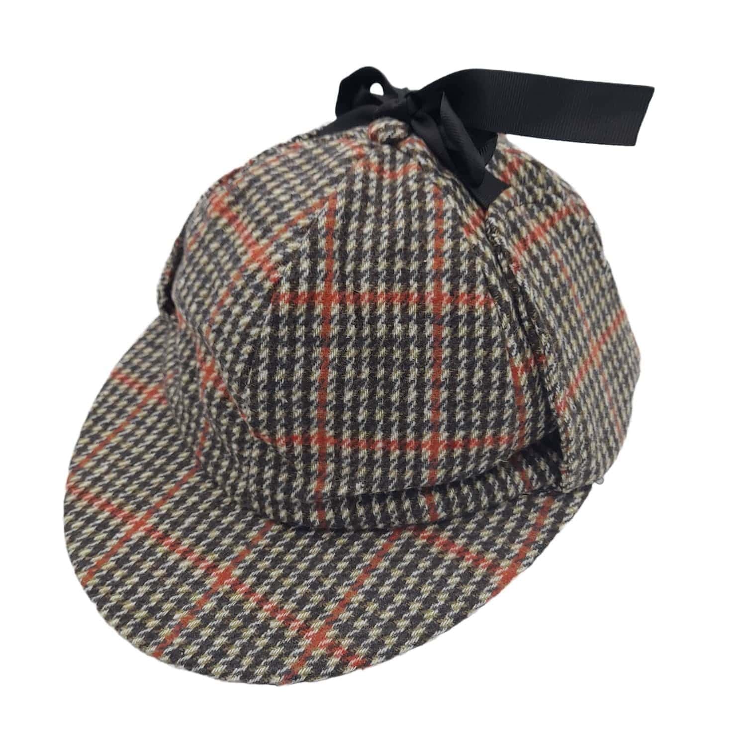 Tweed Hat - Deerstalker - ''Sherlock'' Dominant Orange Overcheck