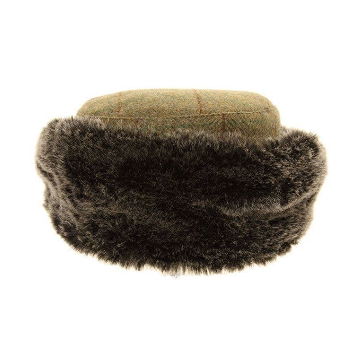 Tweed Hat With Super Soft Faux Fur Trim - Green