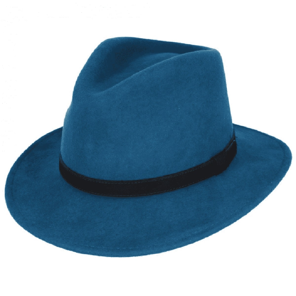 Wool Felt Fashionable Outback Fedora Style Hat - Blue Teal