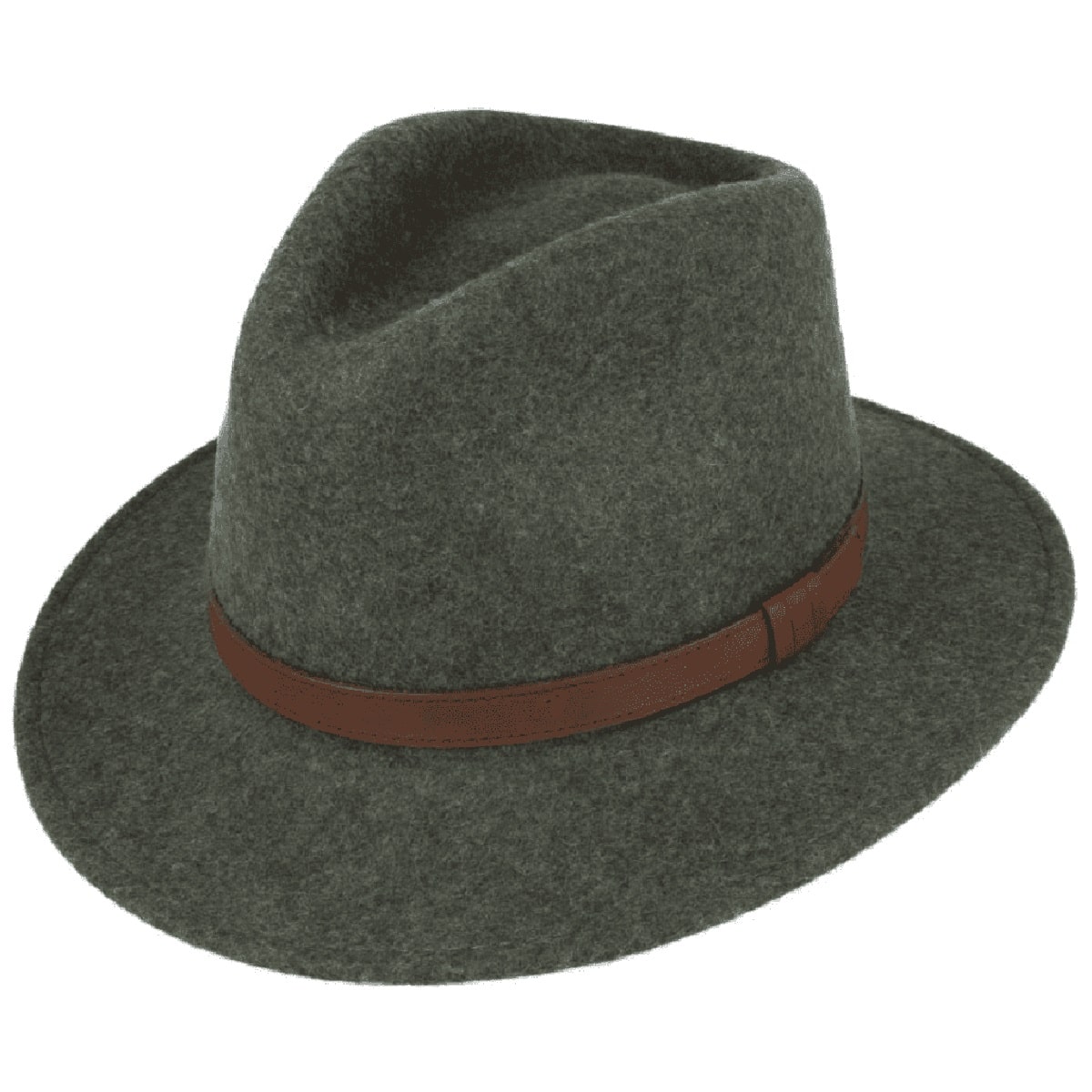 Wool Felt Fashionable Outback Fedora Style Hat - Green Mix