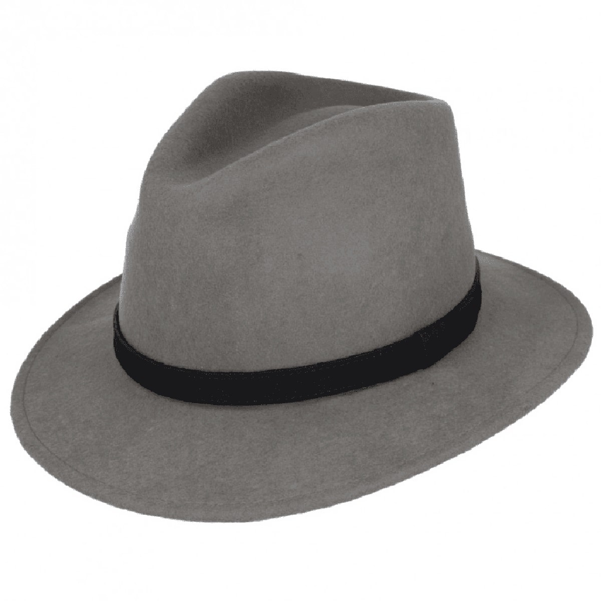 Wool Felt Fashionable Outback Fedora Style Hat - Grey Steel