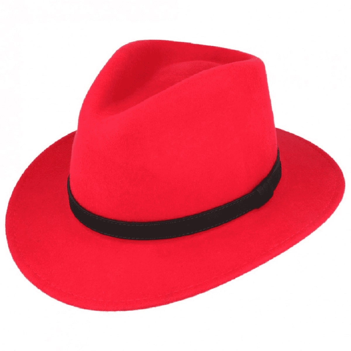 Wool Felt Fashionable Outback Fedora Style Hat - Red Flame