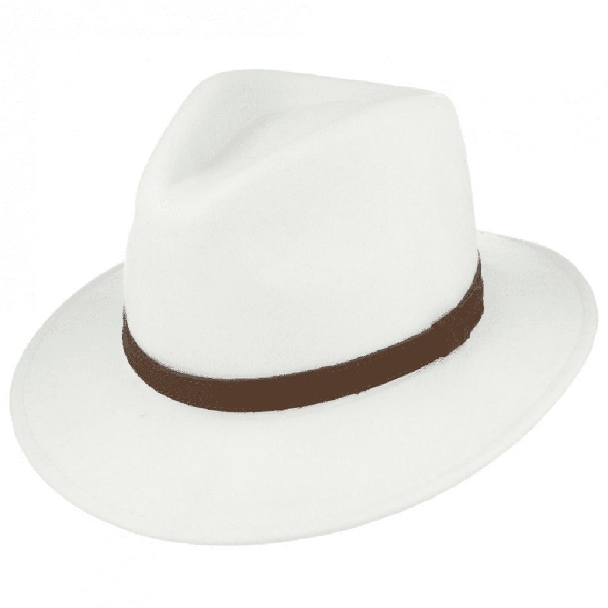 Wool Felt Fashionable Outback Fedora Style Hat - White