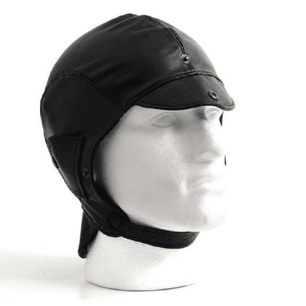 Leather Flying / Aviator Helmet - Black