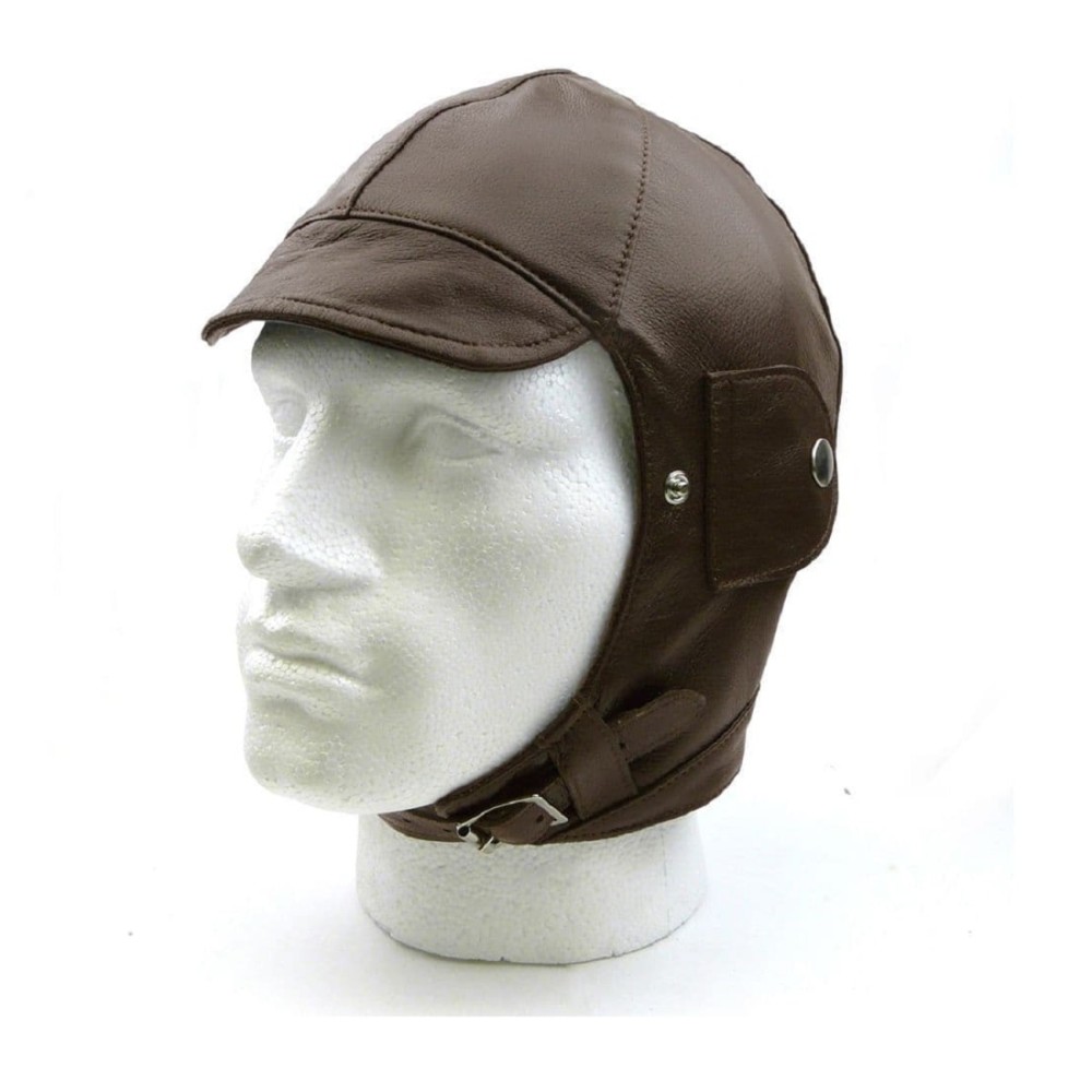 Leather Vintage Car Racing Helmet - Brown