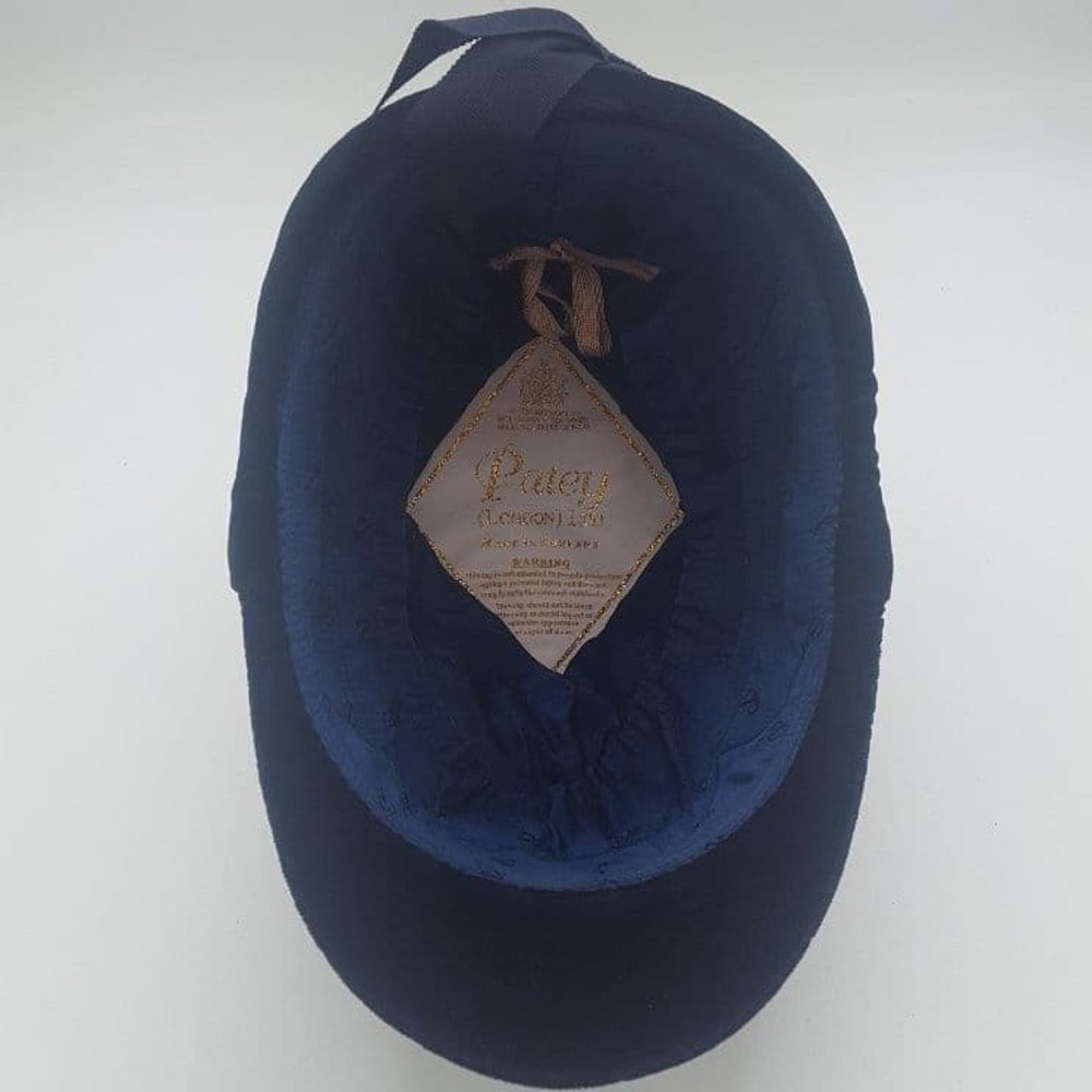 Navy 53cm Patey Cap Velvet covered Hand Made - Navy Hunt Cap Show Cap