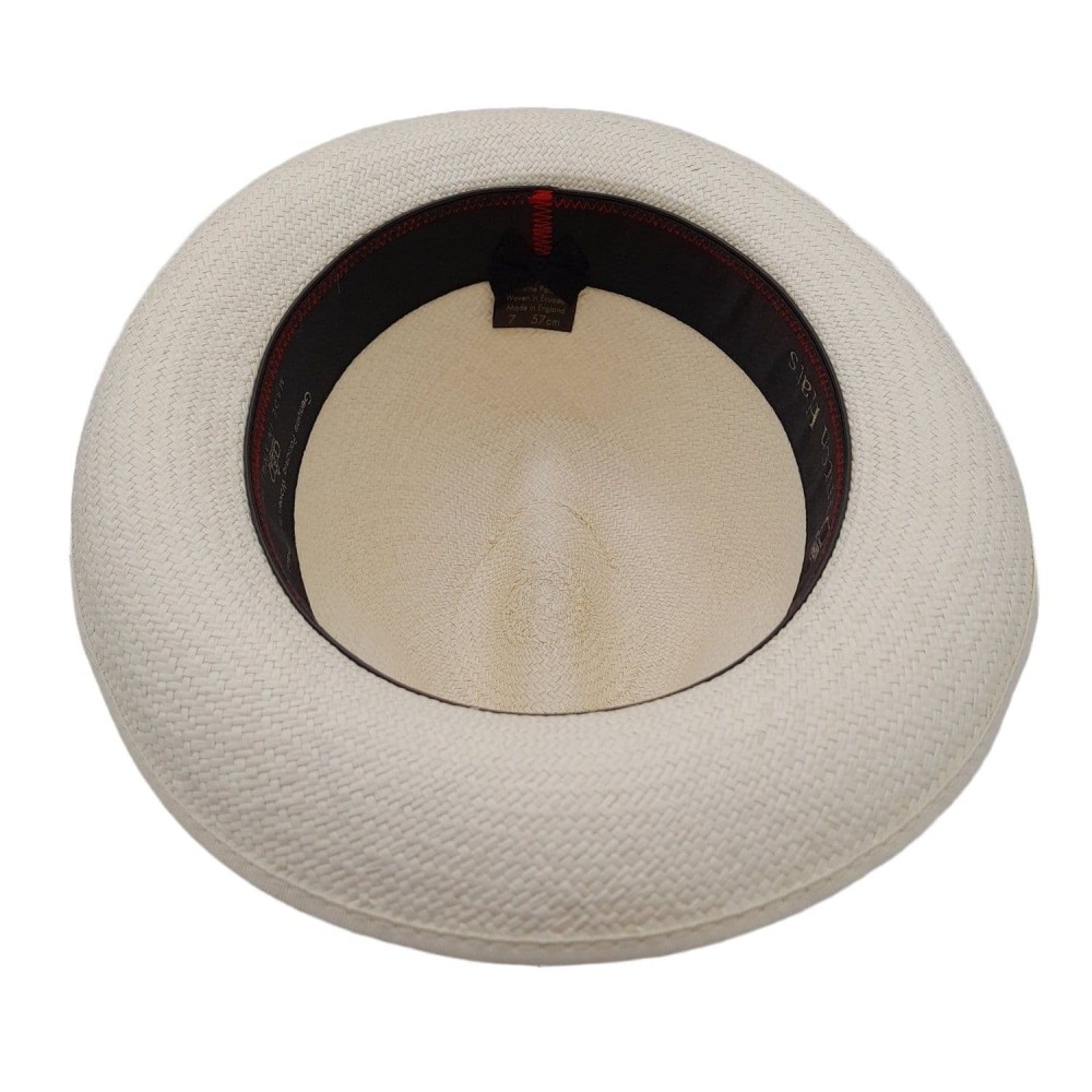 Panama Hat Snap Brim Natural Striped Band - Household Division / Guards Blue Red Blue - Denton