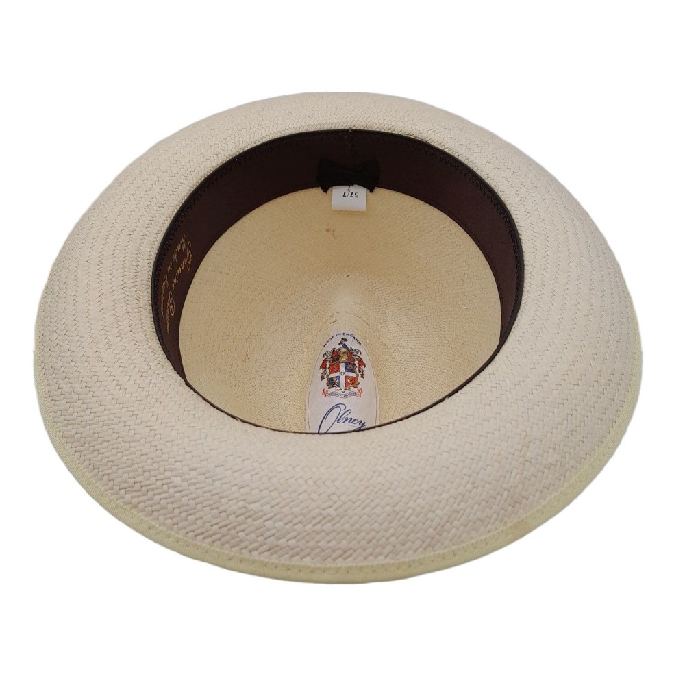 Panama Hat Snap Brim Natural Striped Band - Household Division / Guards Blue Red Blue - Olney