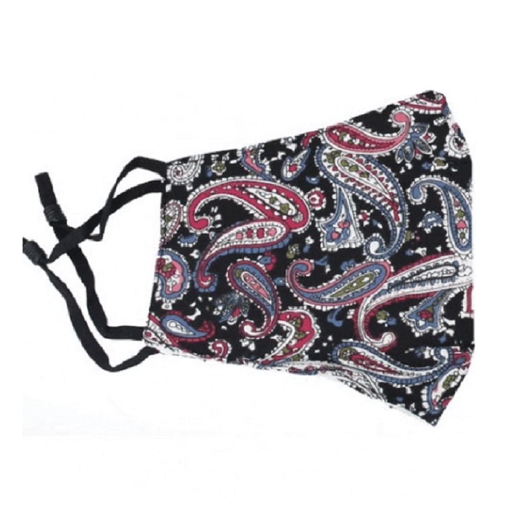 Reusable Paisley Cotton Face Mask - Face Covering - Black