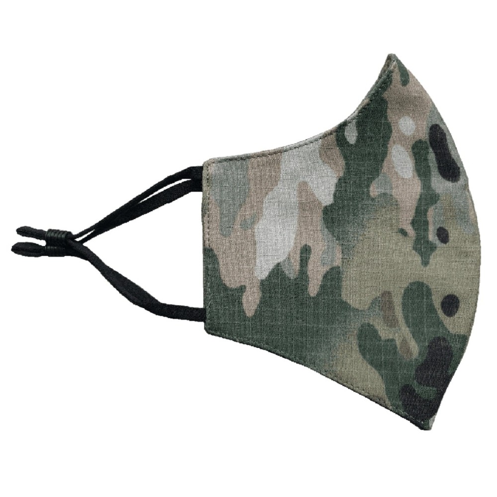 Reusable Poly Cotton Camo Face Mask with Filter Pocket - Face Covering