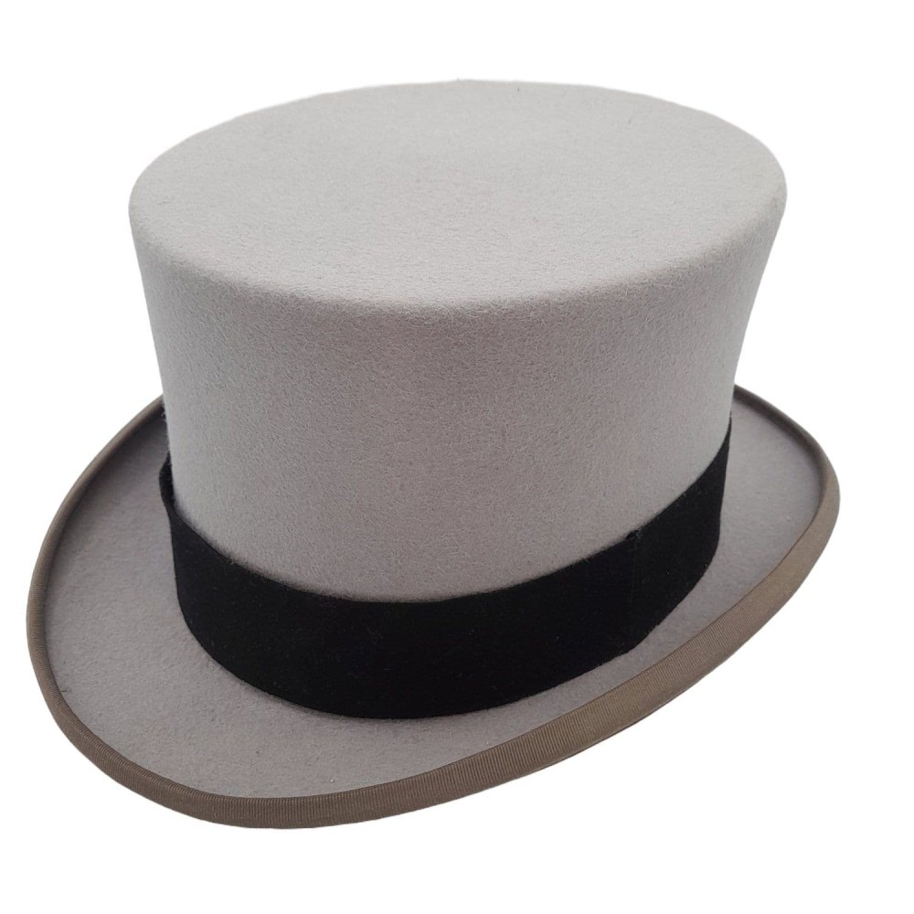 SALE - Grey Fur Felt Top Hat - Ascot Top Hats Vintage Topper - Clearance 55cm 56cm