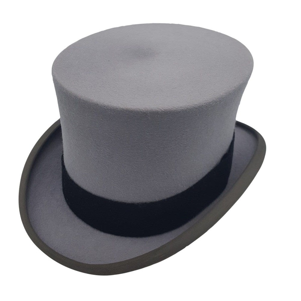 SALE - Grey Fur Felt Top Hat - MOSS BROS Clearance 56cm