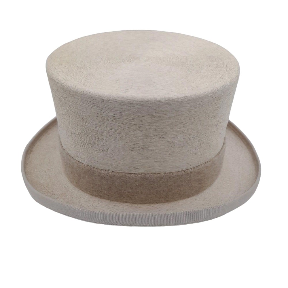 White / Ivory Fur Felt Melusine Top Hat - Wedding Topper