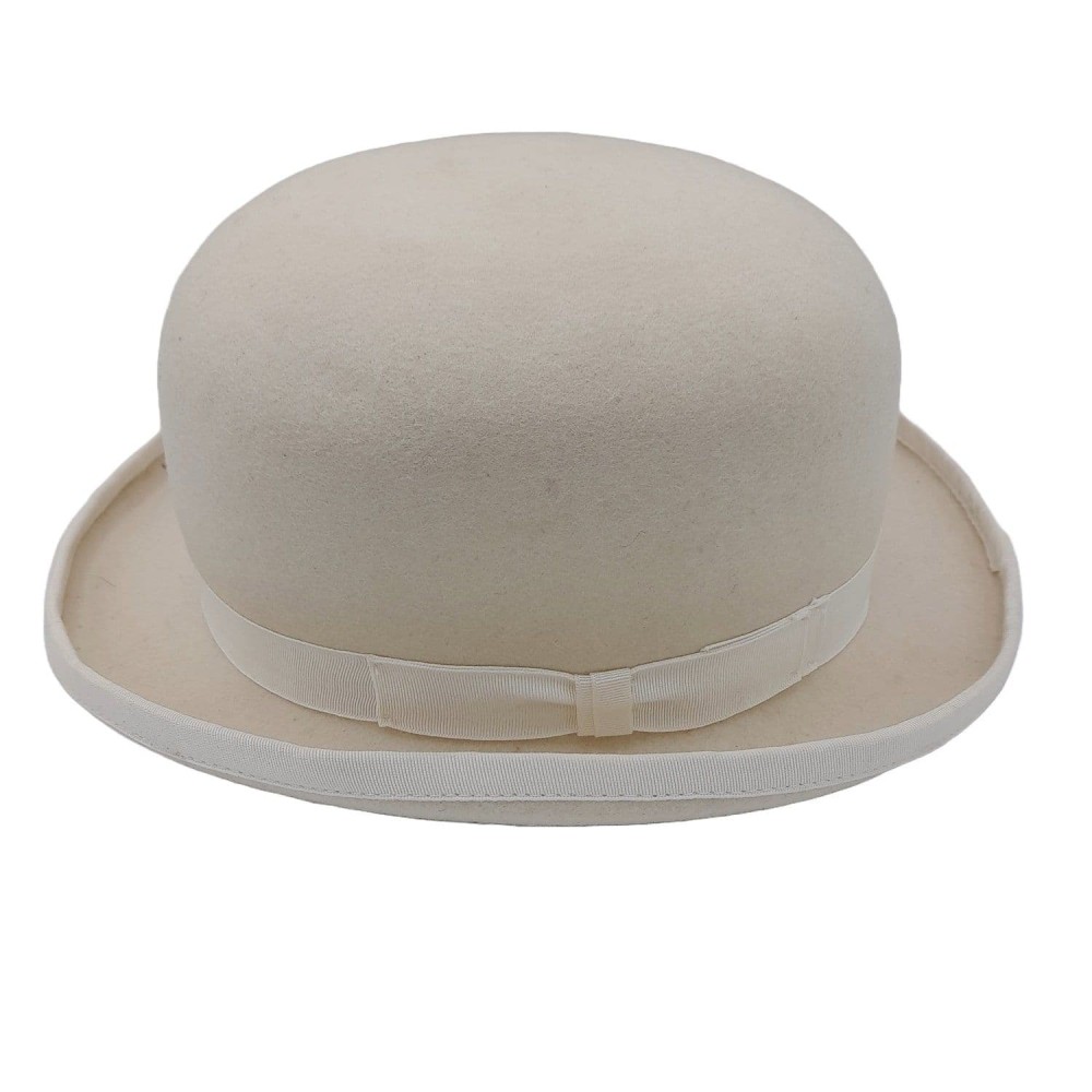 White Wool Felt Fashion Bowler Hat - PJ Powell